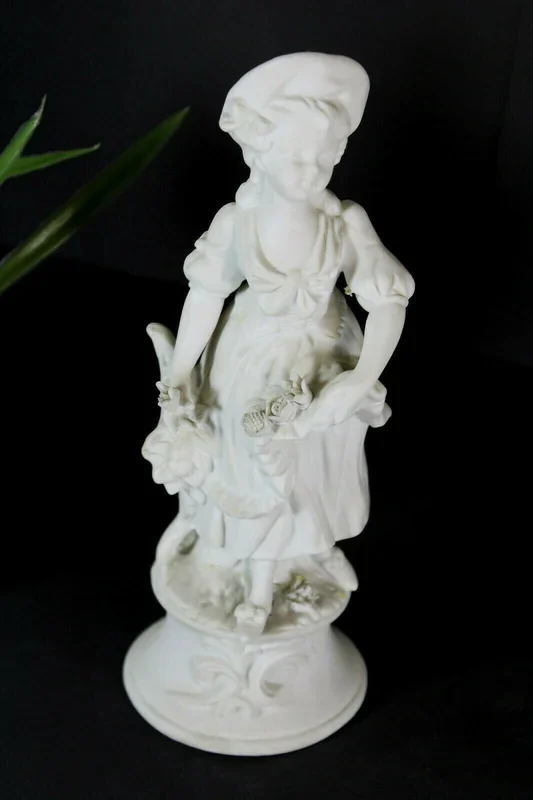 Vintage german bisque porcelain flower girl figurine statue