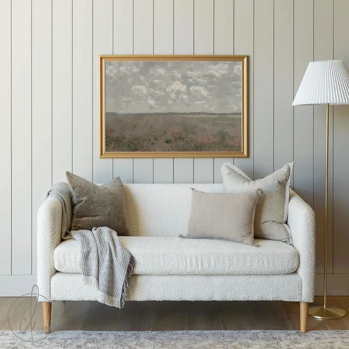 Vintage Meadow Painting | Wood Framed Canvas | N106