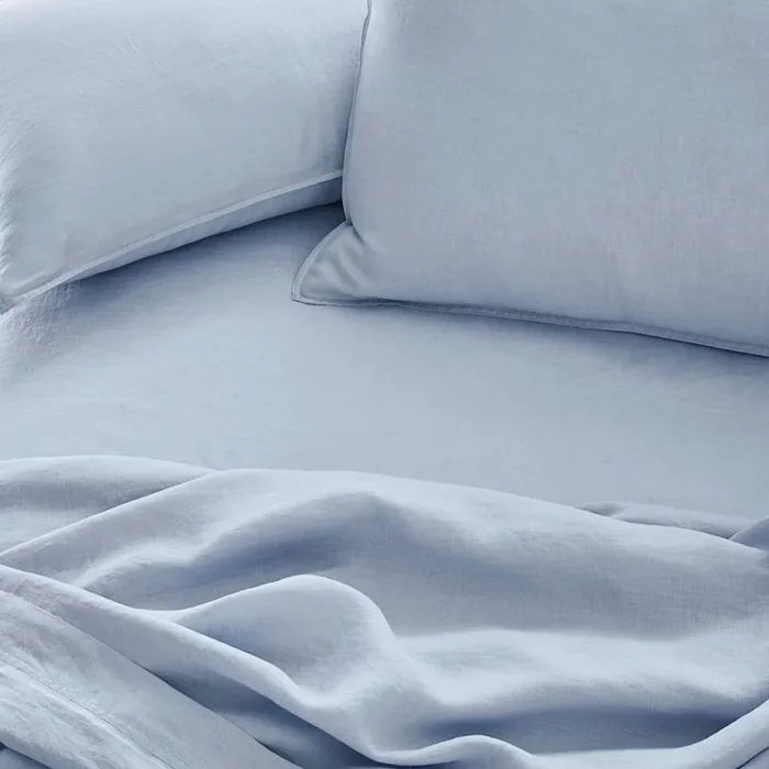 Vintage Washed Linen Dusty Blue Sheet Set