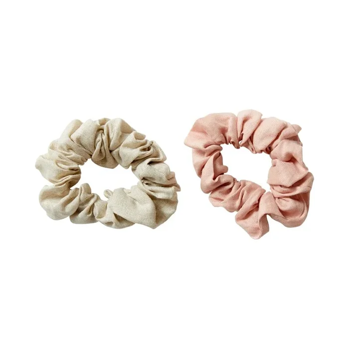 Vintage Washed Linen Set 2 Linen/Nude Pink Scrunchie