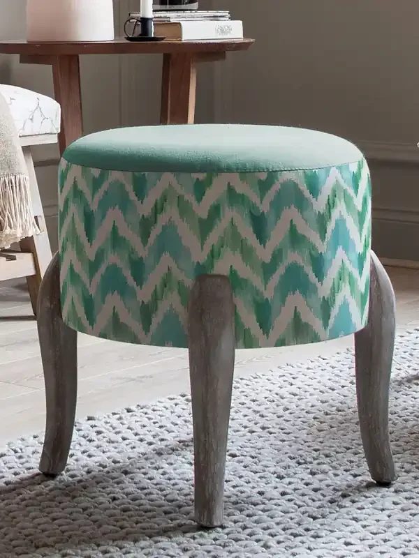 Voyage Maison Blue Arwen Printed Finn Footstool