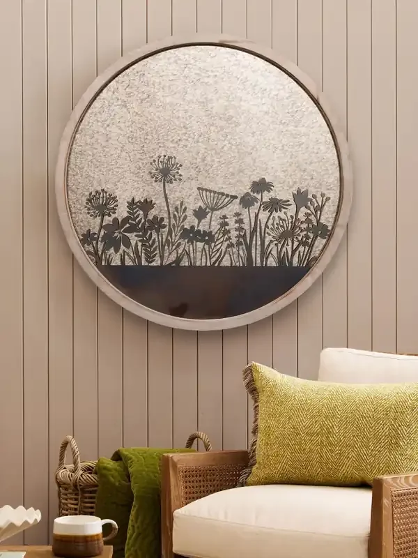 Voyage Maison Grey Fleure Et Faune Circle Antique Mirror