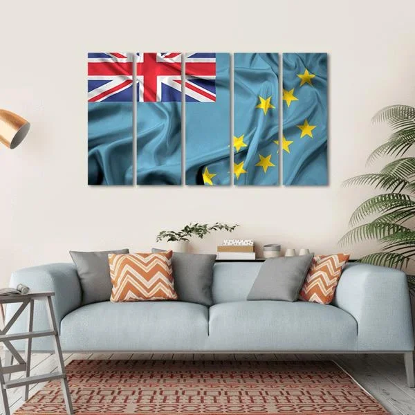 Waving Flag Of Tuvalu Canvas Wall Art