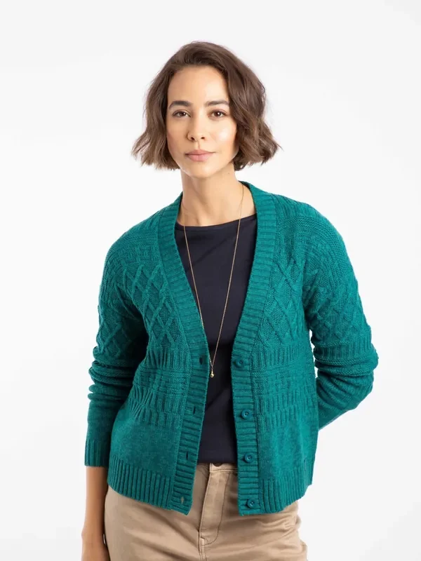 Weird Fish Blue Amiens Mixed Stitch Cardigan