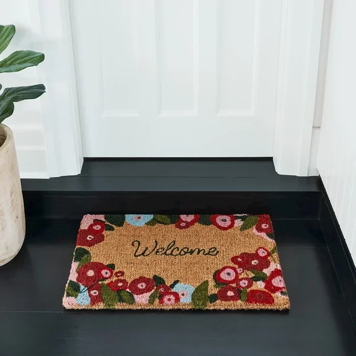 Welcome Floral Regular Coir Doormat