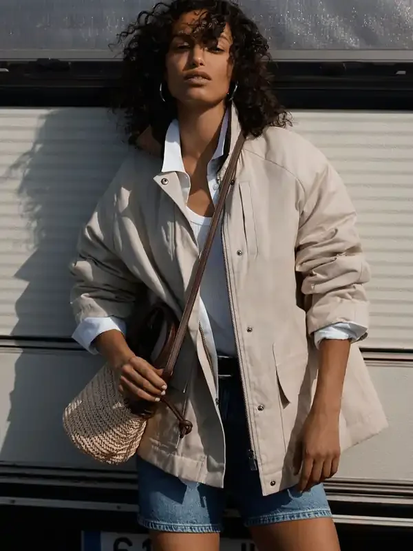 Whistles Nude Fern Waxed Barn Jacket