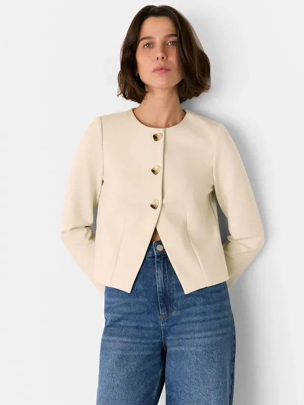 Whistles White Ponte Anne Button Jacket
