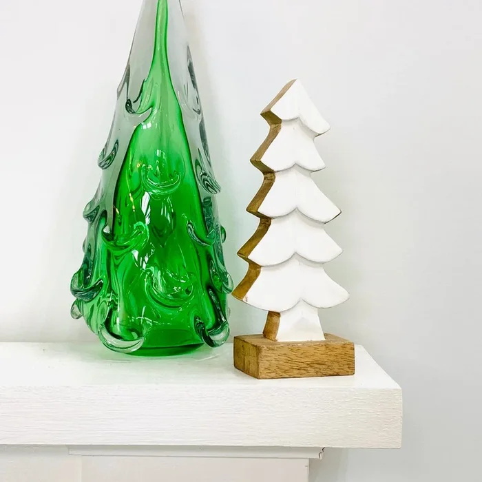 White Enamel Wooden Tree Décor, Small