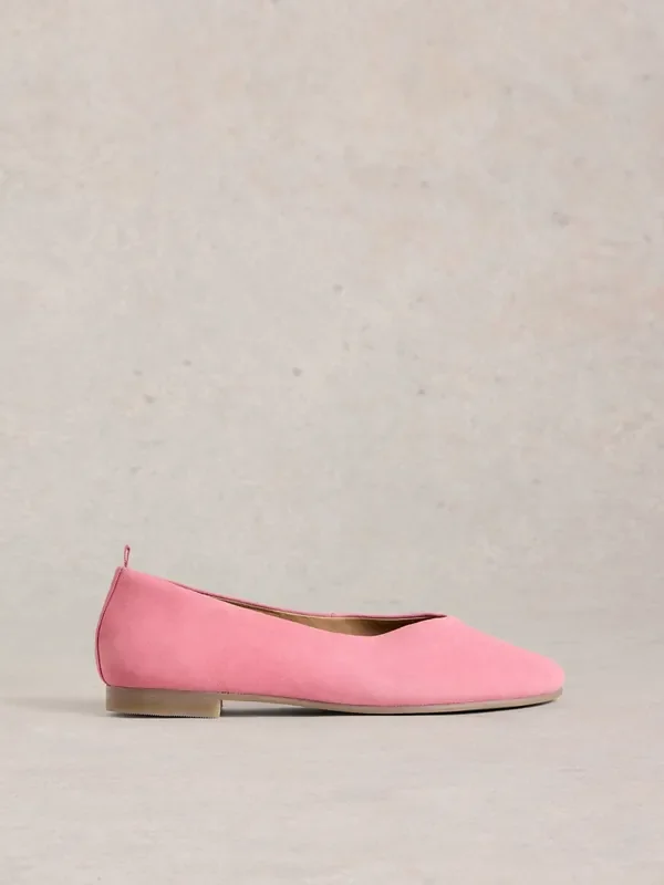 White Stuff Pink Cheri Leather Ballerina Pumps