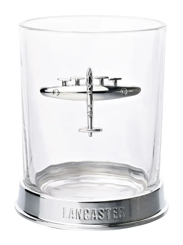 Widdop Clear RAF Glass & Metal Whiskey Tumbler Lancaster
