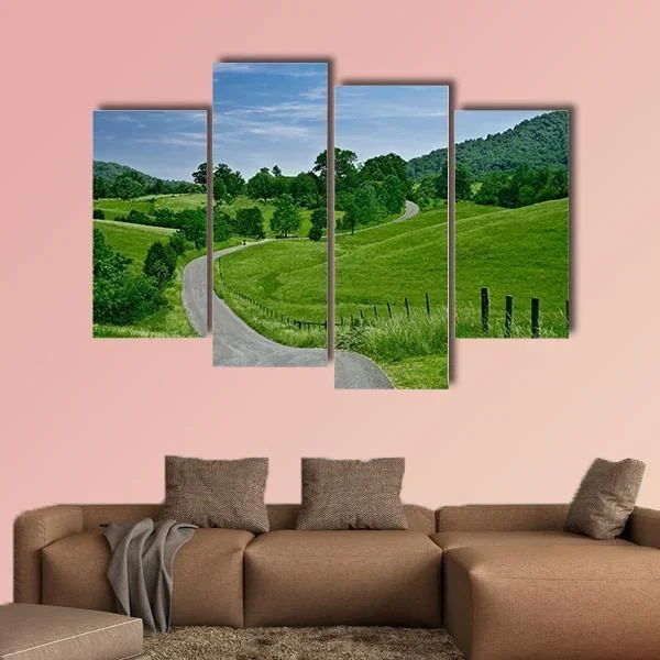 Winding Road in Foothills of Blue Ridge Canvas Wall Art