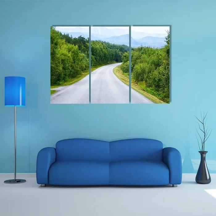 Winding Road Through Green Forest Canvas Wall Art
