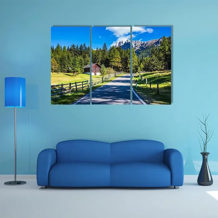 Winding Road to Snow-capped Peaks Canvas Wall Art