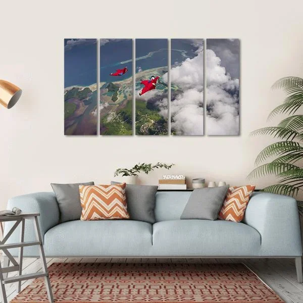Wingsuit Flying Over Palau Coast Canvas Wall Art
