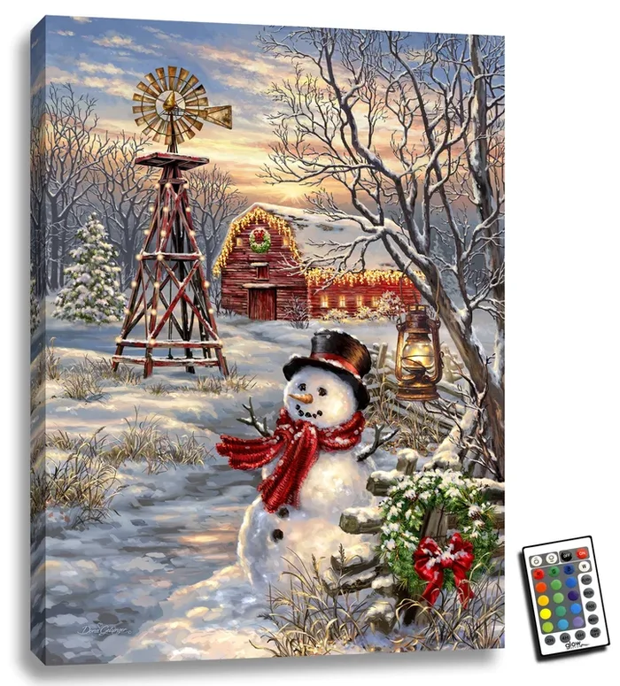 Winter Windmill 18×24 Fully Illuminated LED Wall Art