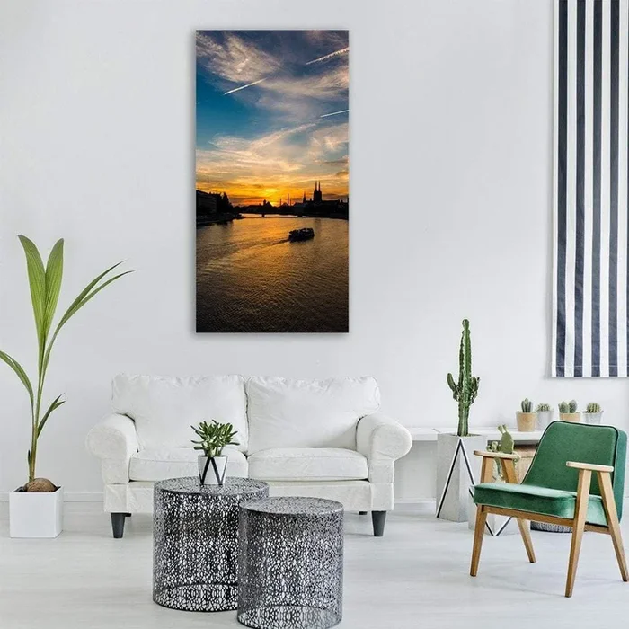 Wrocław City River In Poland Vertical Canvas Wall Art
