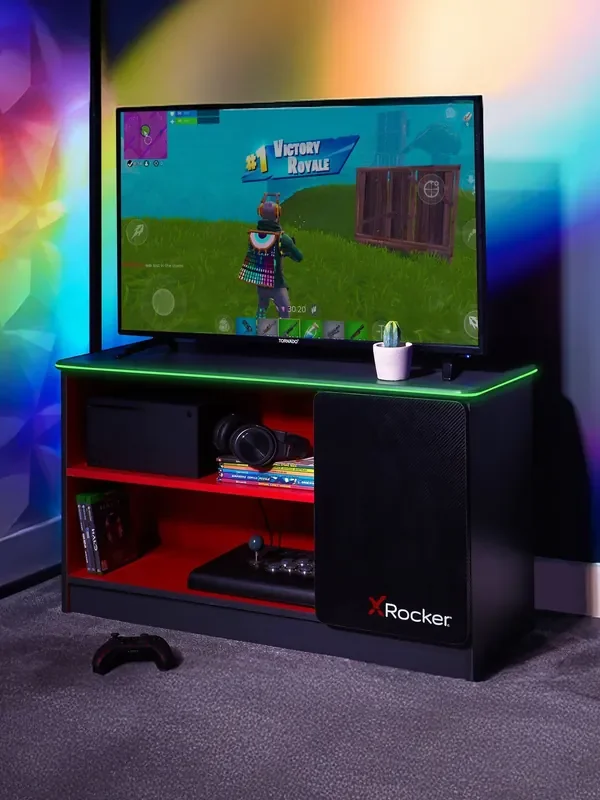 X Rocker Red Carbon Tek TV Media Cabinet With Neo Fibre
