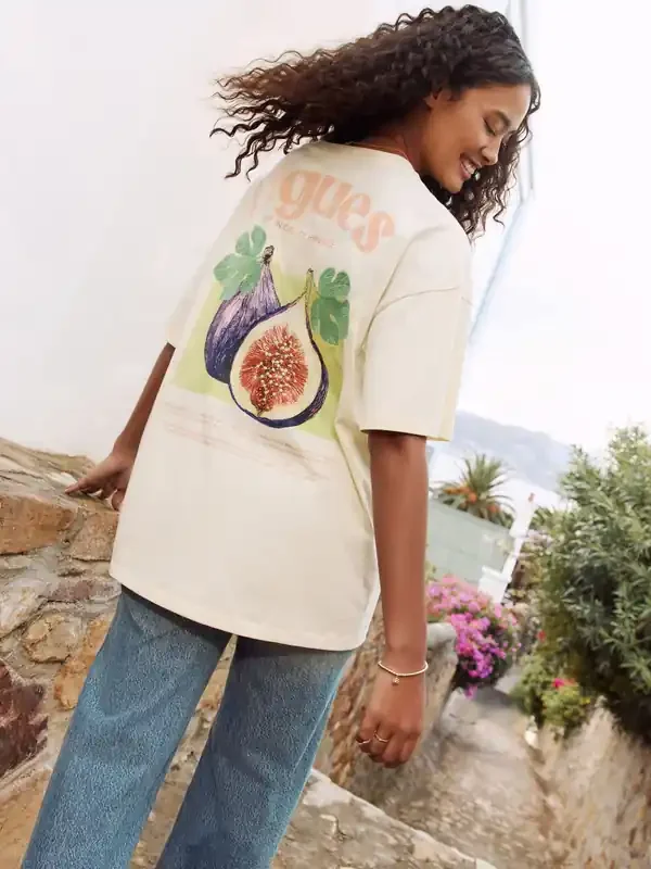 Yellow Fruit Graphic Print Beach T-Shirt