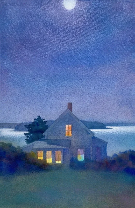 Yellow House at Night – Small