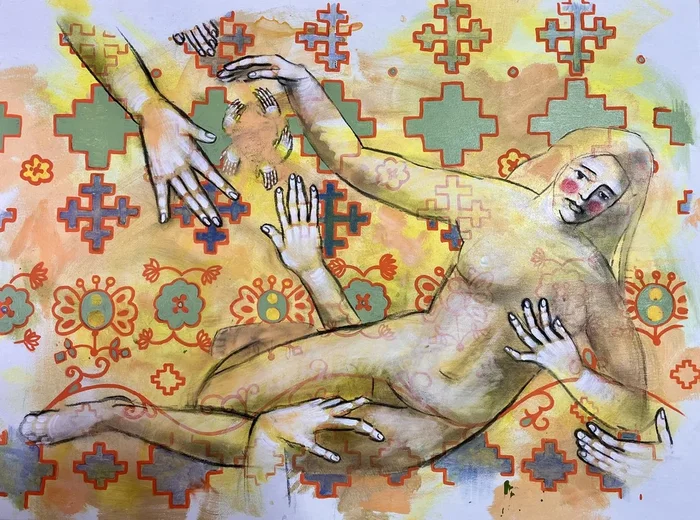 “Yellow illusion” (2024) Acrylic painting by Yuliia Chaika