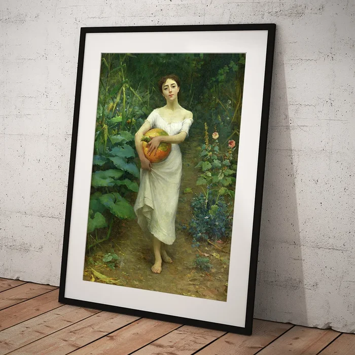 Young Girl Carrying a Pumpkin, 1889 Art Print
