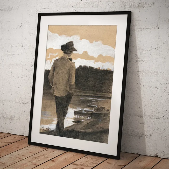 Young Man on a Riverbank, year 1902 Art Print