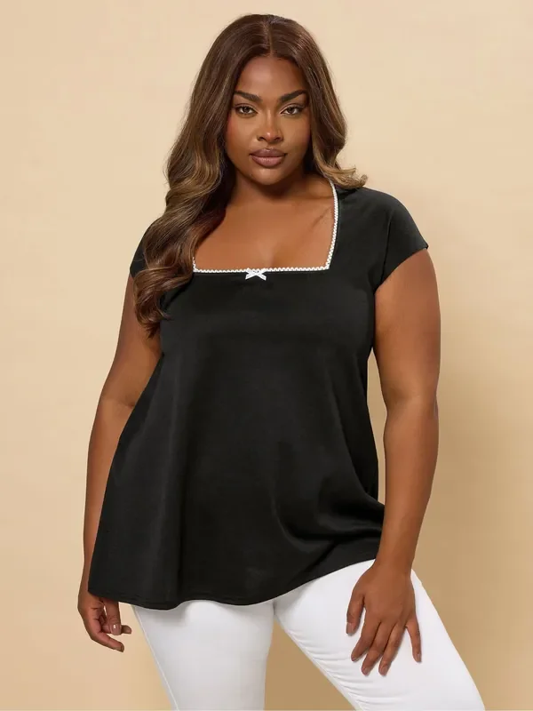 Yours Curve Black Ponte A-Line Top