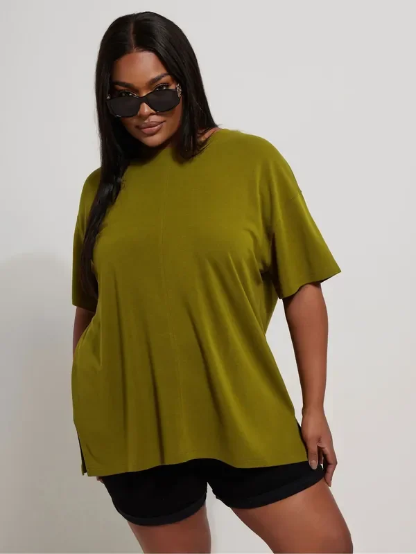 Yours Curve Green Luxury Boxy T-Shirt