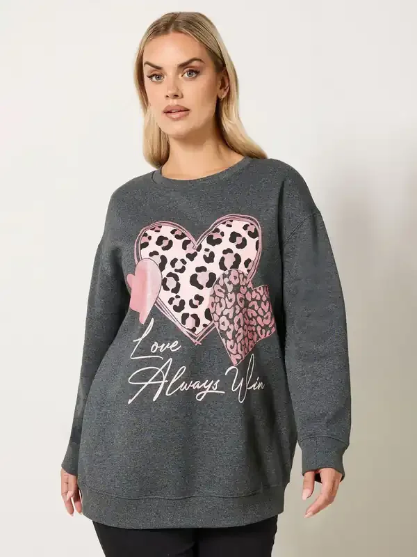 Yours Curve Grey Graphic Sweatshirt