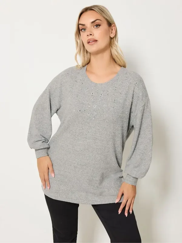 Yours Curve Grey Heat Seal Jumper