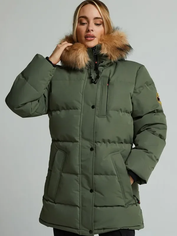 Zavetti Canada Womens Green Goshawa Puffer Parka Jacket
